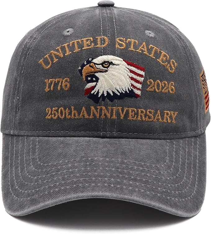 Efdaf Store USA 250th Anniversary Hat, Adjustable 250th Anniversary Printed Patriotic Baseball Caps, Tribute Retro Washed Hat - Image 1